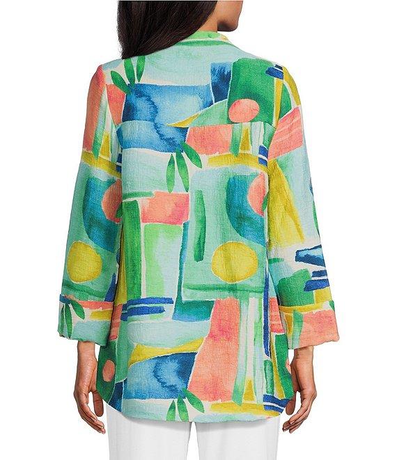 IC Collection Woven Abstract Print Stand Collar Bracelet Sleeve Jacket Product Image