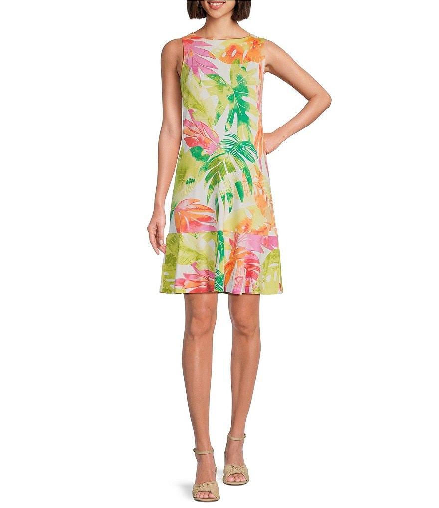 Tommy Bahama Darcy Tropicana Isles Drapey Ponte Jersey Round Neck Sleeveless Sheath Dress Product Image