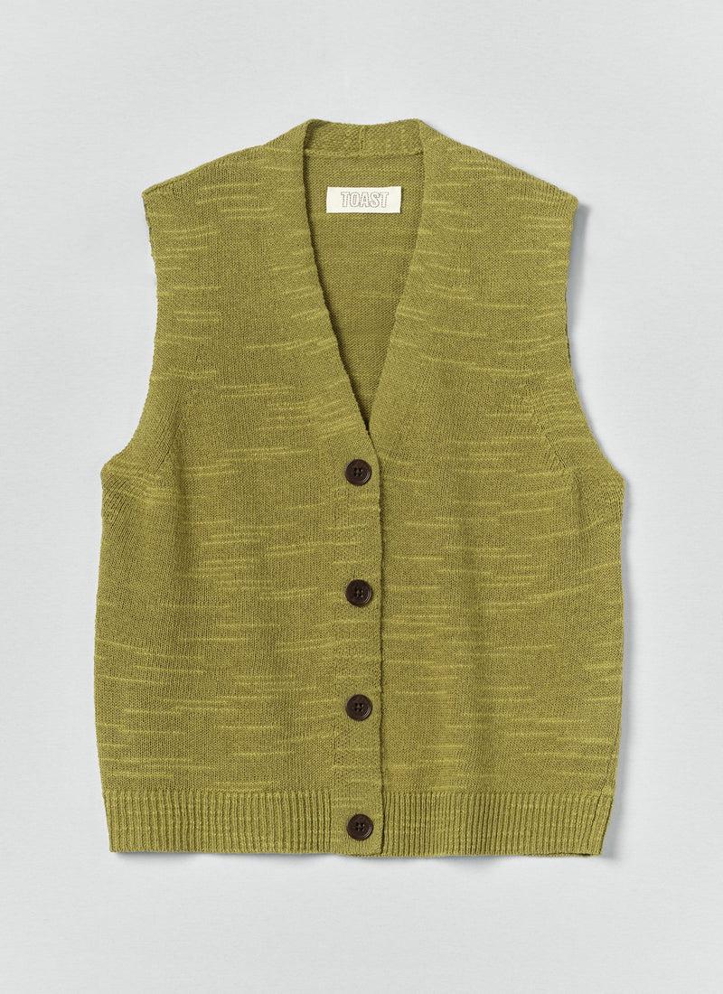 Fine Knitted Linen Cotton Tank | Lime Product Image