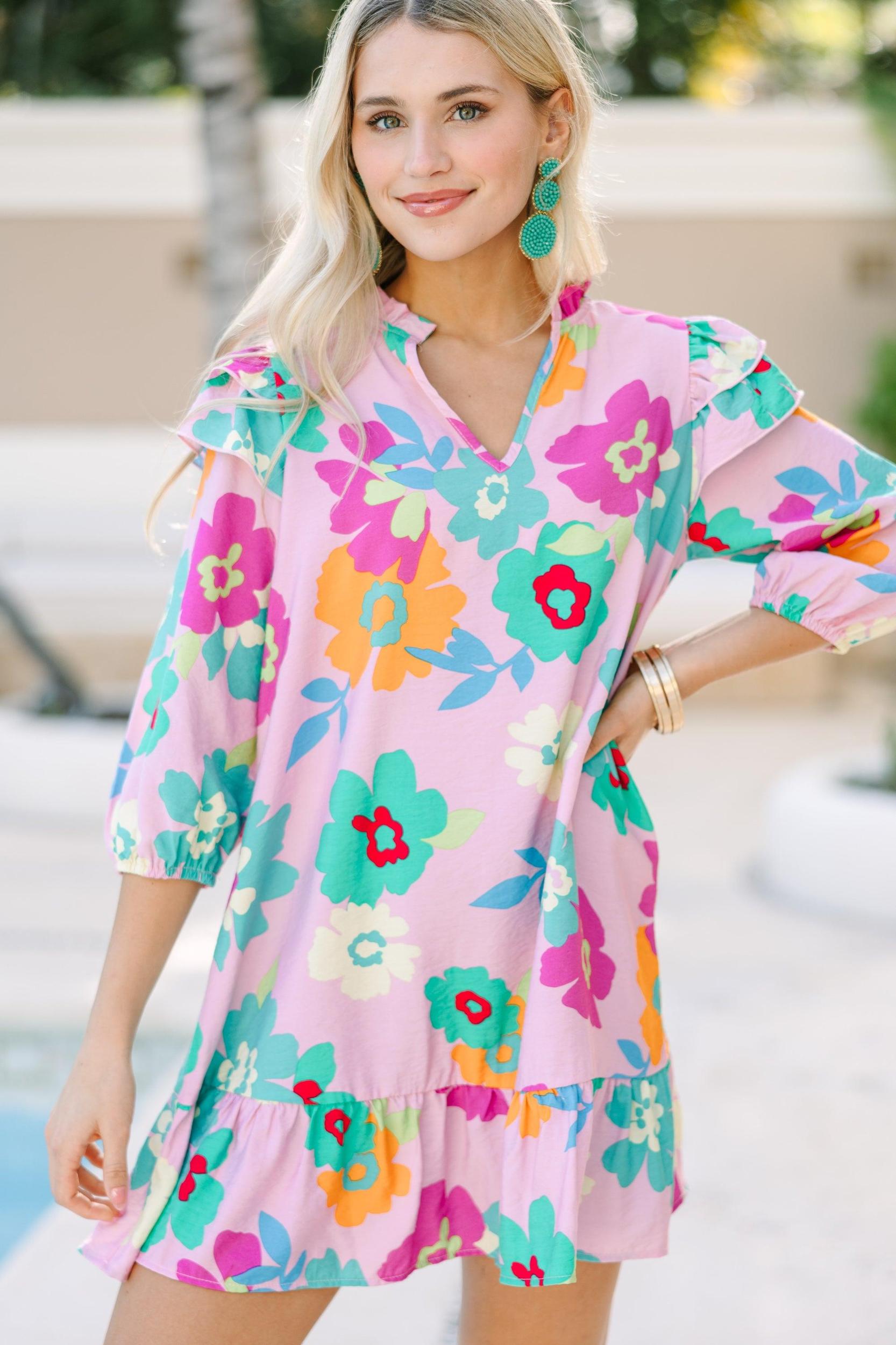 Walk Away With Me Pink Floral Dress Female Product Image