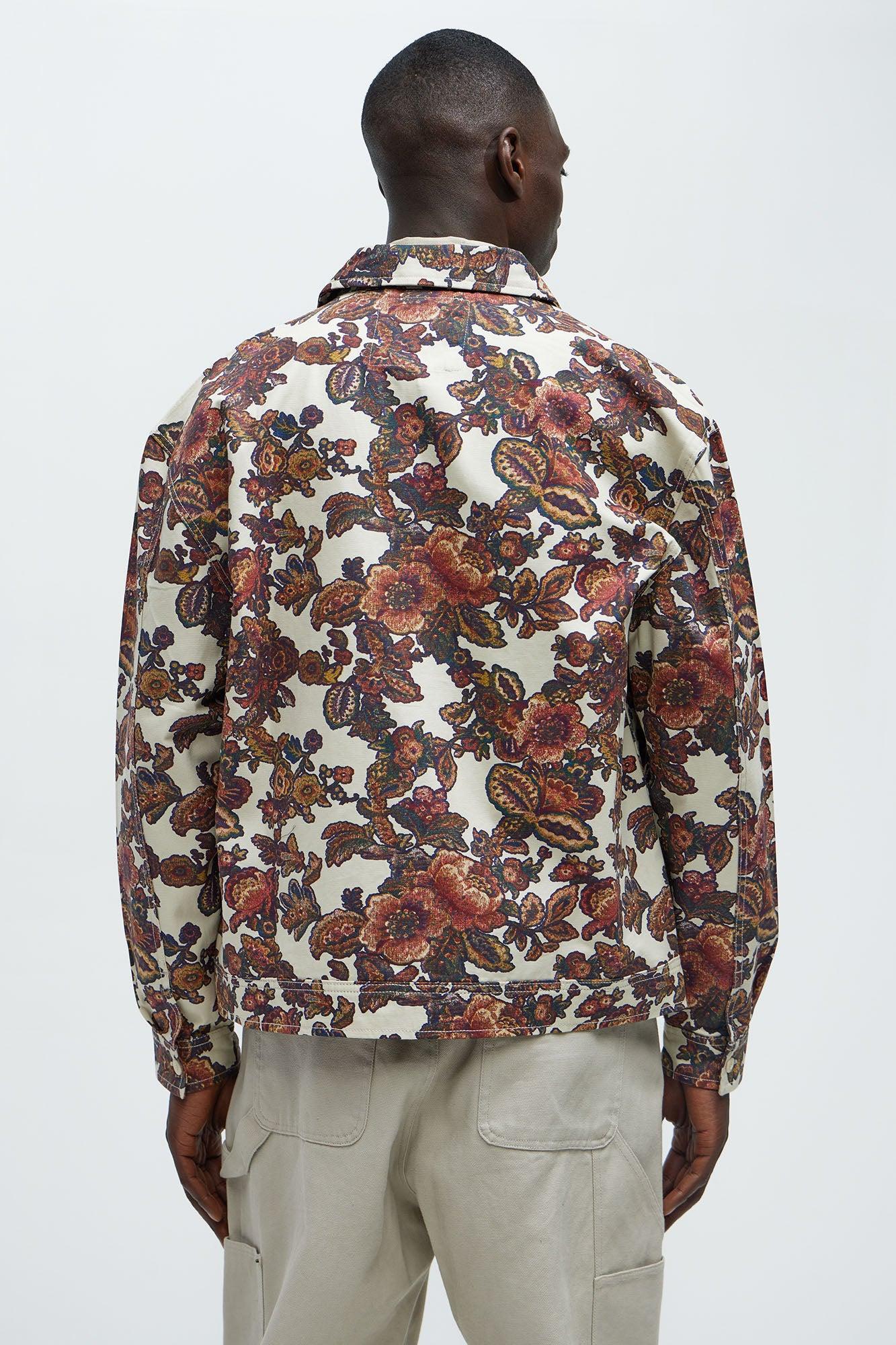 Floral Trucker Jacket - White/combo Product Image