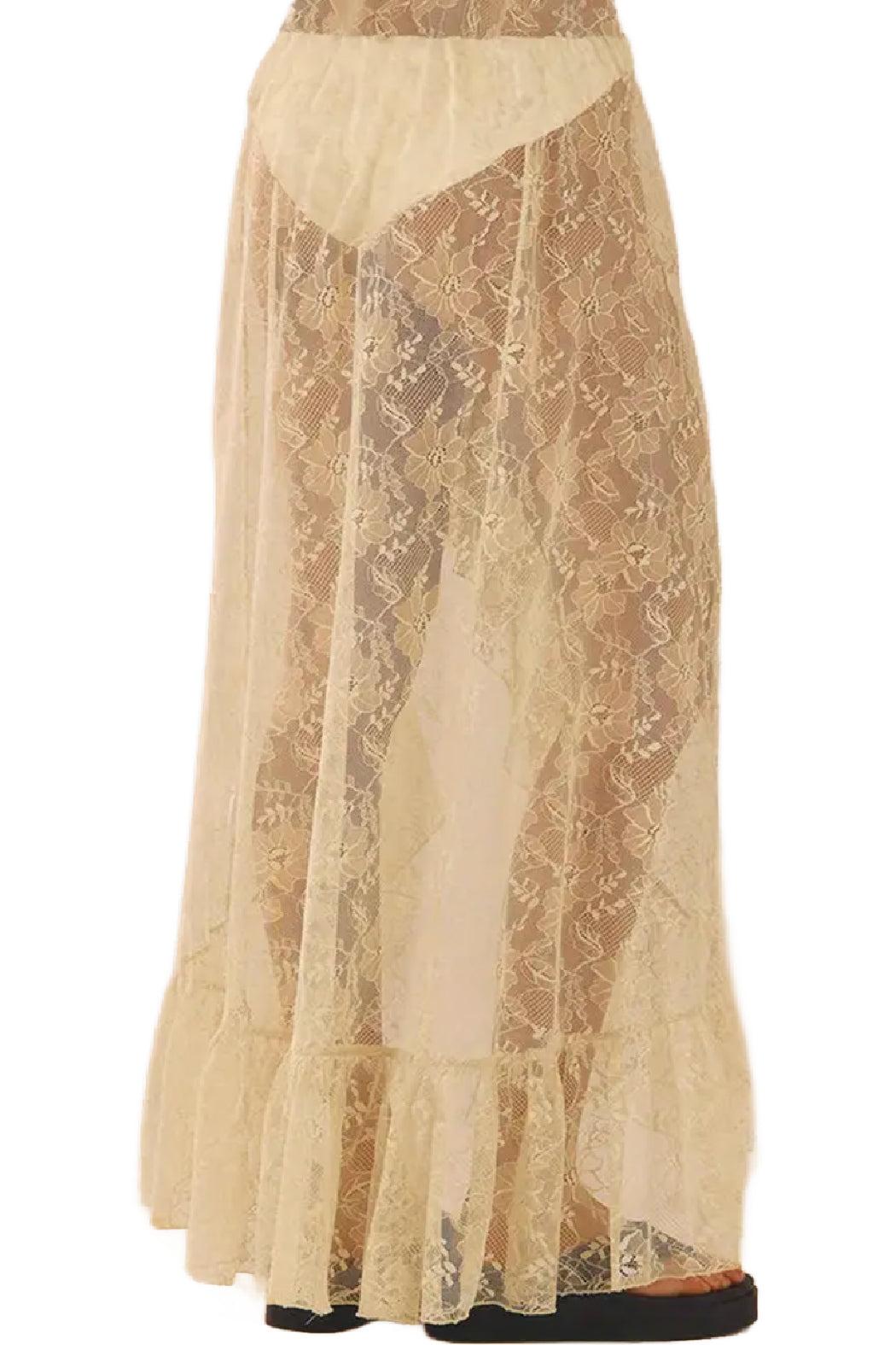 Ruffle Hem Lace Maxi Skirt Product Image