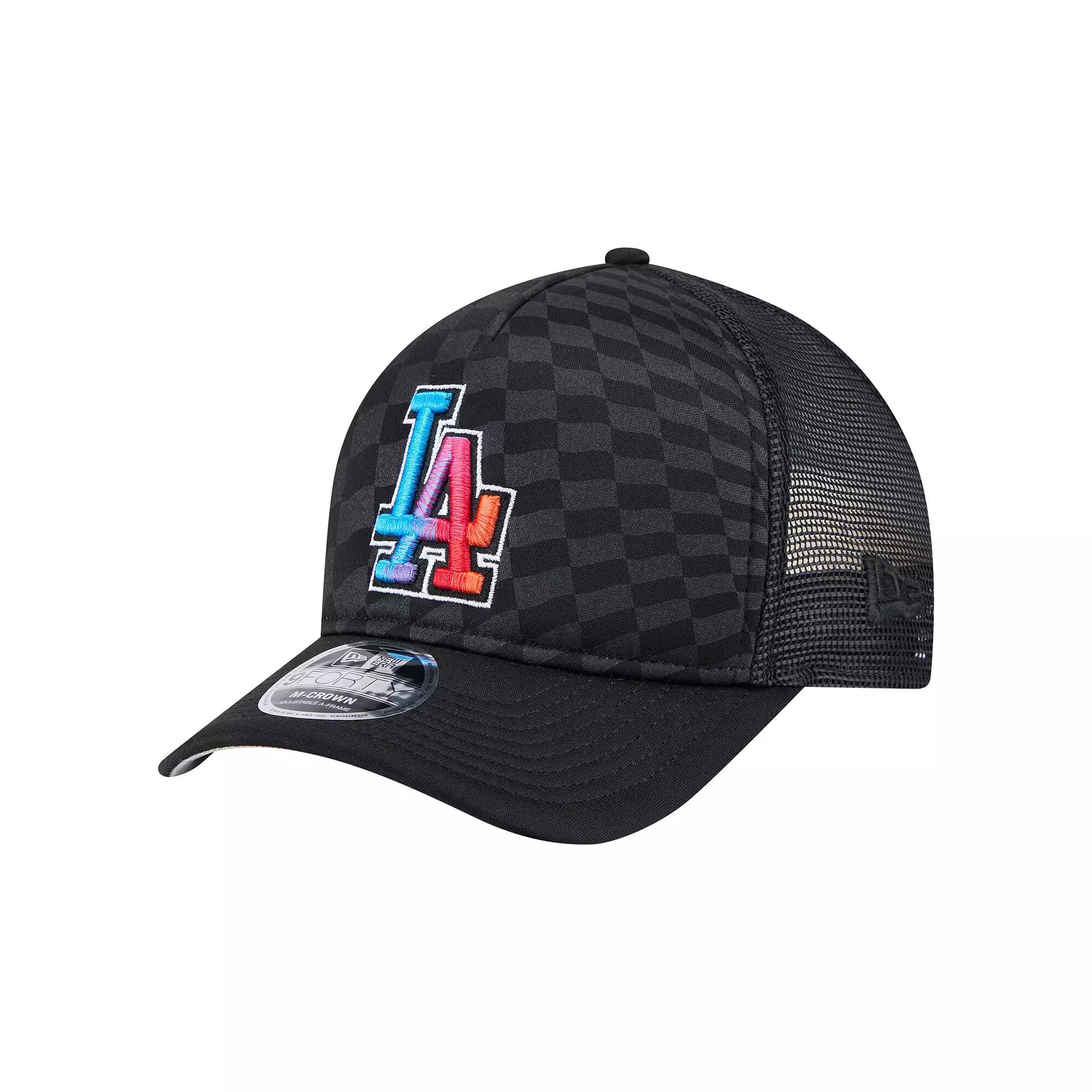 Men's New Era Black Los Angeles Dodgers Gradient 9FORTY A-Frame M-Crown Trucker Adjustable Hat Product Image