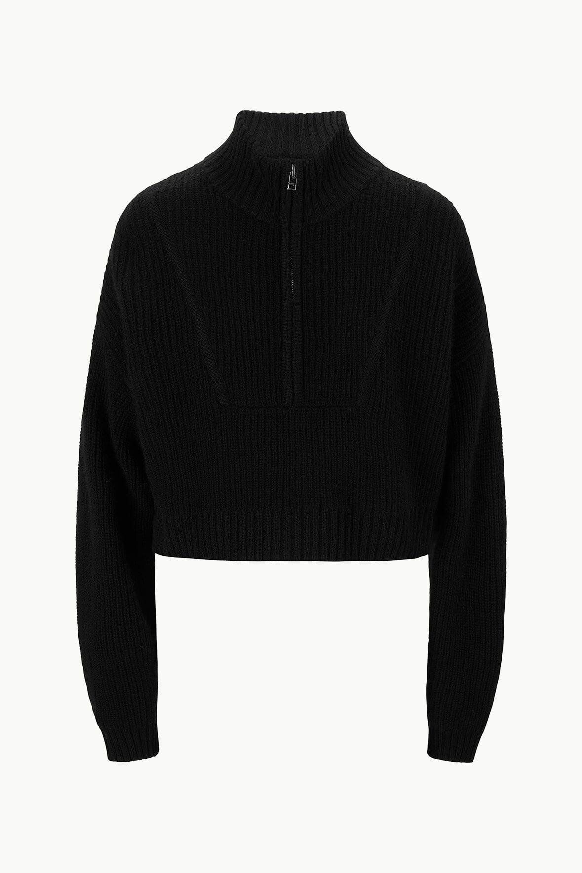 CASHMERE CROPPED HAMPTON SWEATER | BLACK Product Image