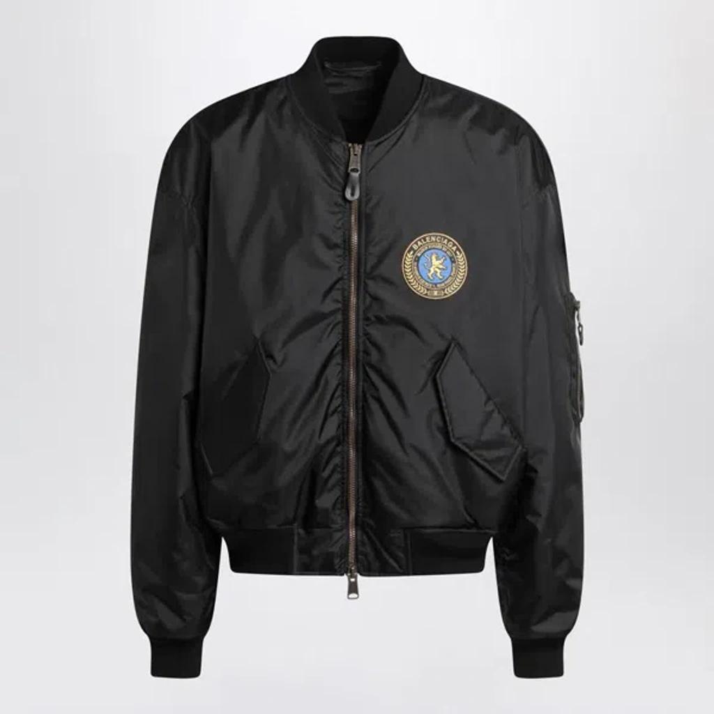 BALENCIAGA Nylon Uniform Merch Large Fit Bomber In Black Product Image