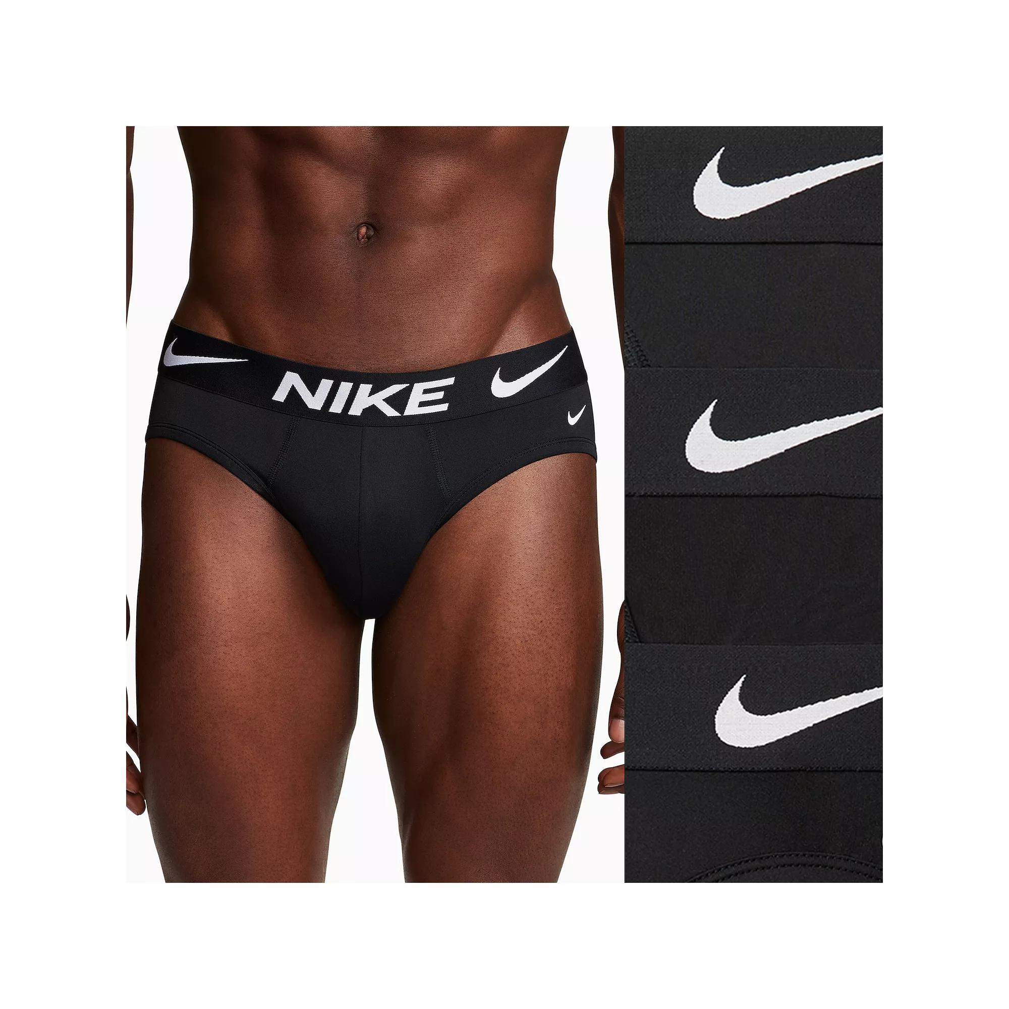 Men's Nike Dri-FIT Essential 3-pack Microfiber Briefs, Size: Large, Black Product Image