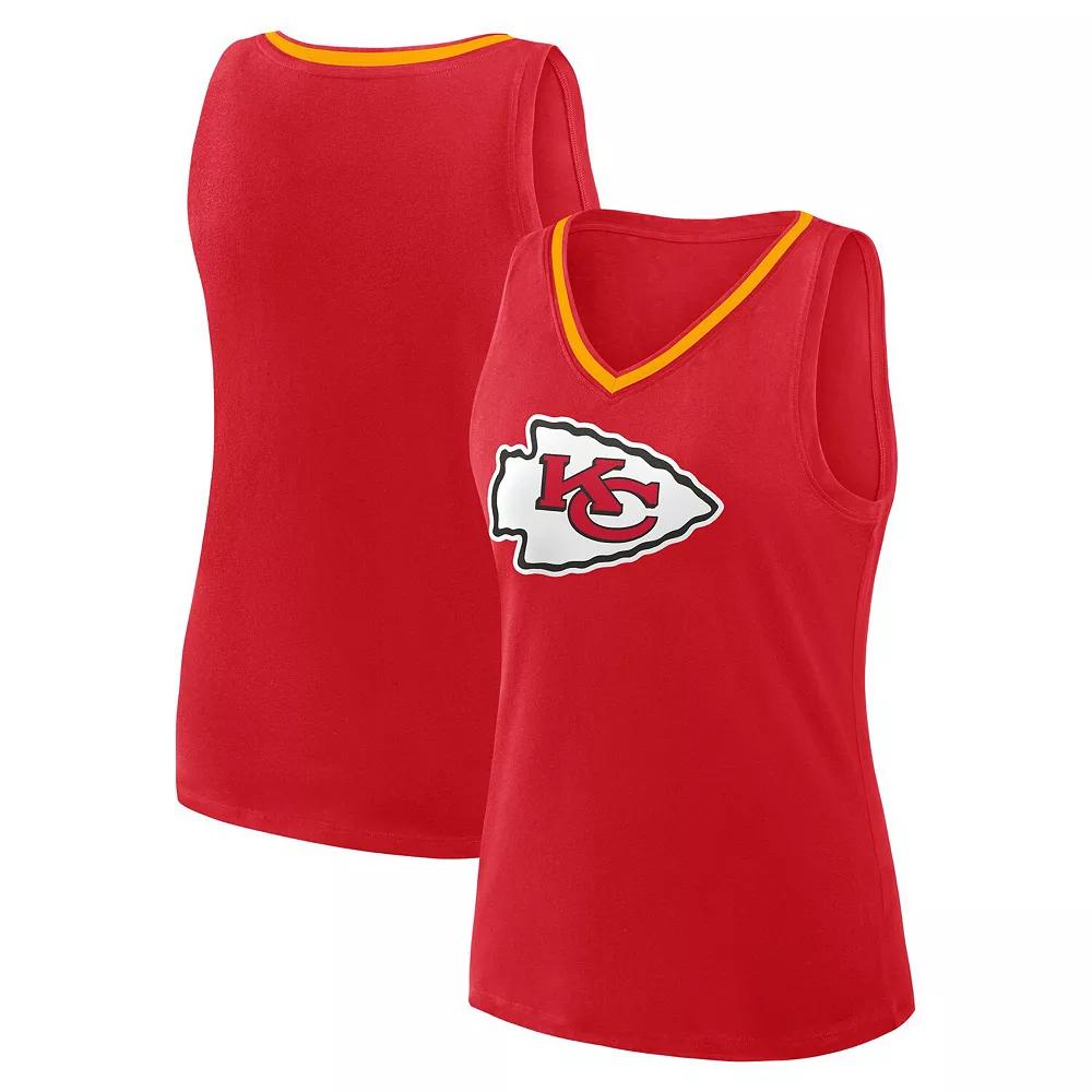 Women's Logo Athletic Red Kansas City Chiefs Stellar Win V-Neck Tank Top,  Product Image