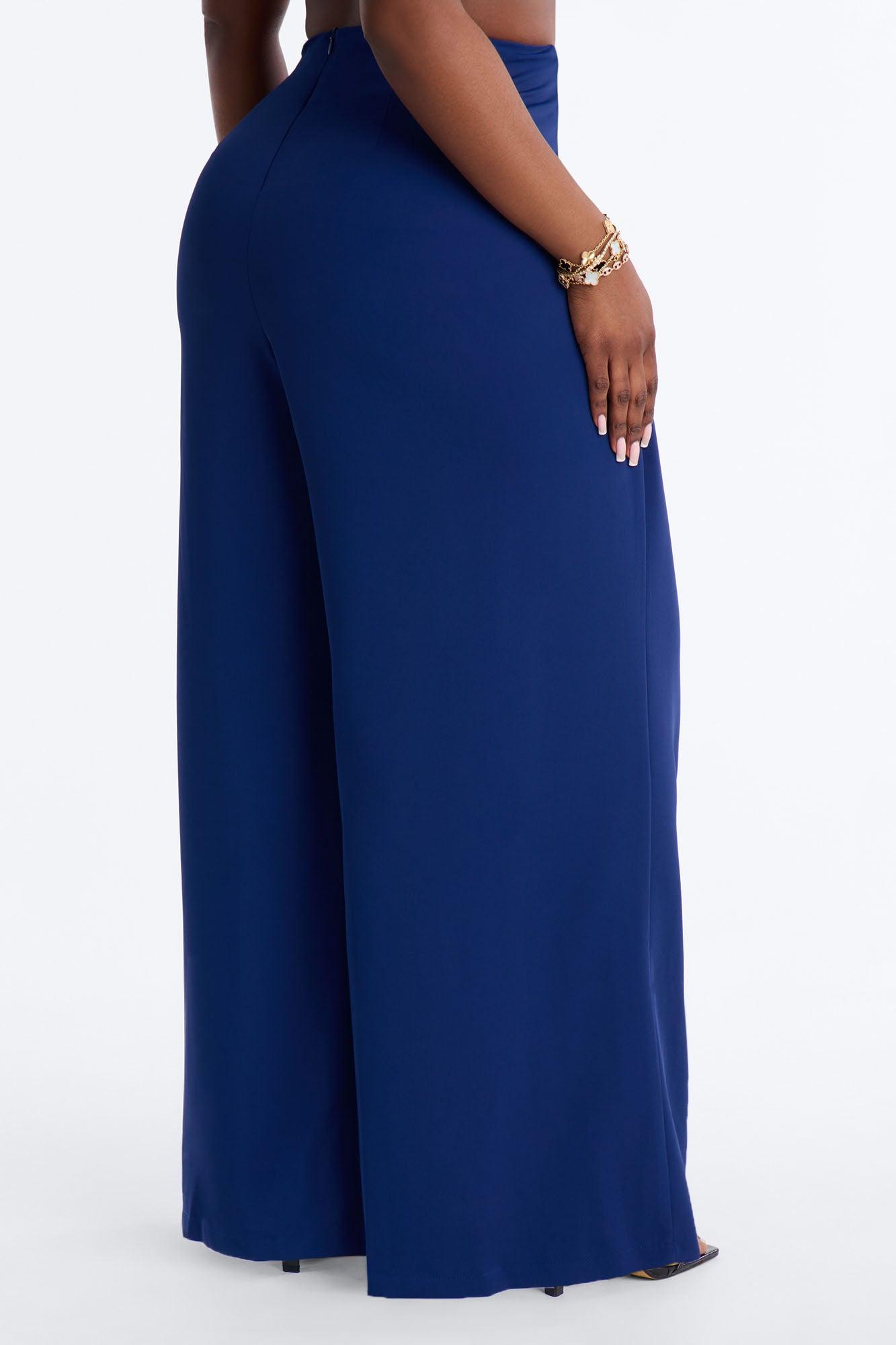 About Time Wide Leg Trousers - Blue Female Product Image