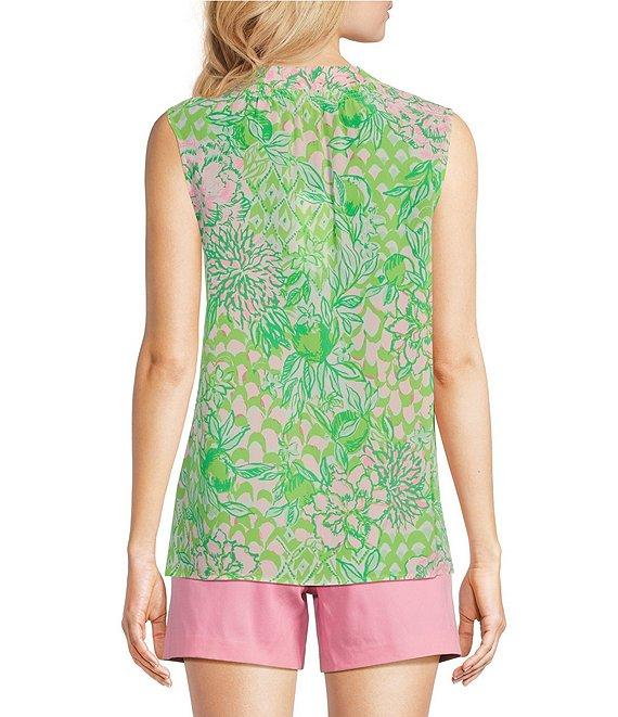 Lilly Pulitzer Elsa Printed Silk V-Neck Sleeveless Blouse Product Image