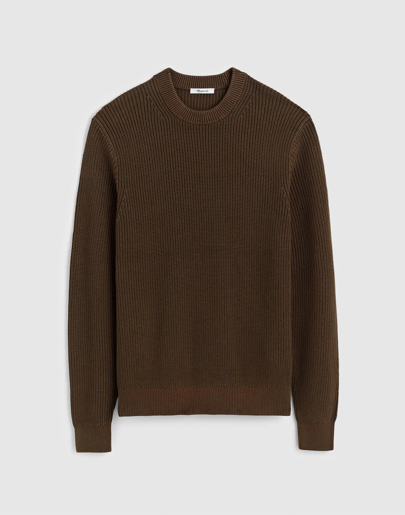 Cotton Shaker-Stitch Crewneck Sweater Product Image