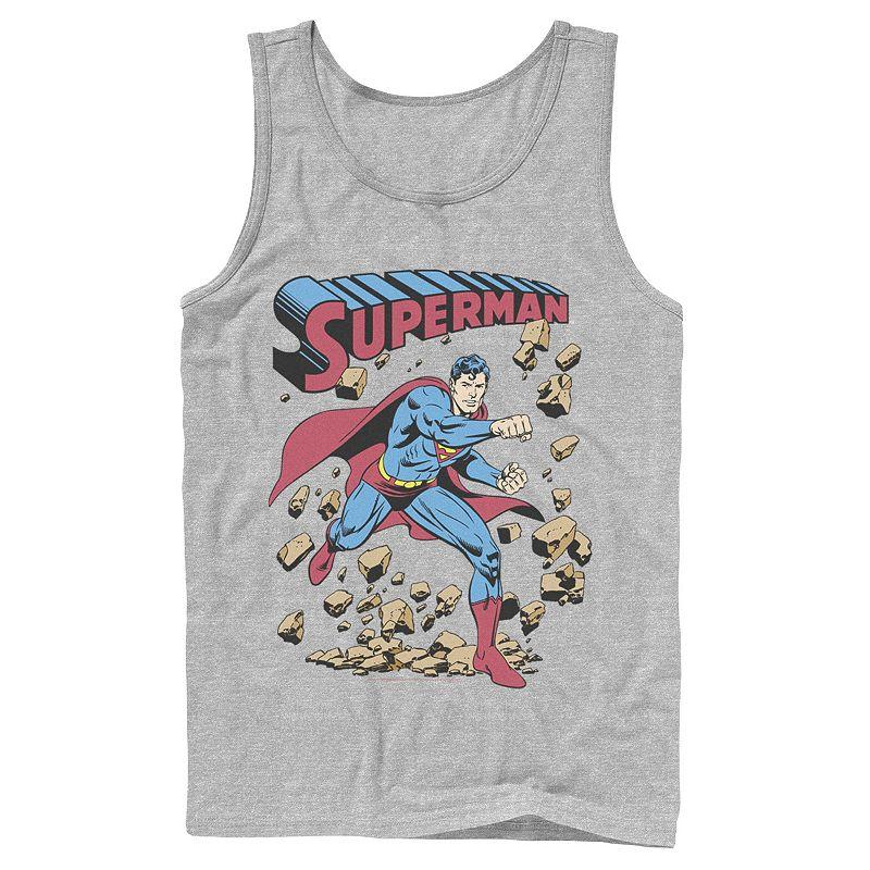 Men's DC Comics Superman Smash Rocks Vintage Poster Tank Top,  Product Image
