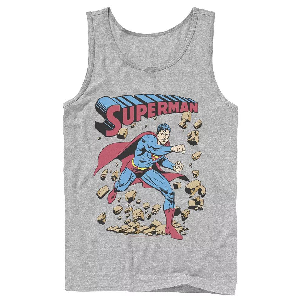 Men's DC Comics Superman Smash Rocks Vintage Poster Tank Top,  Product Image
