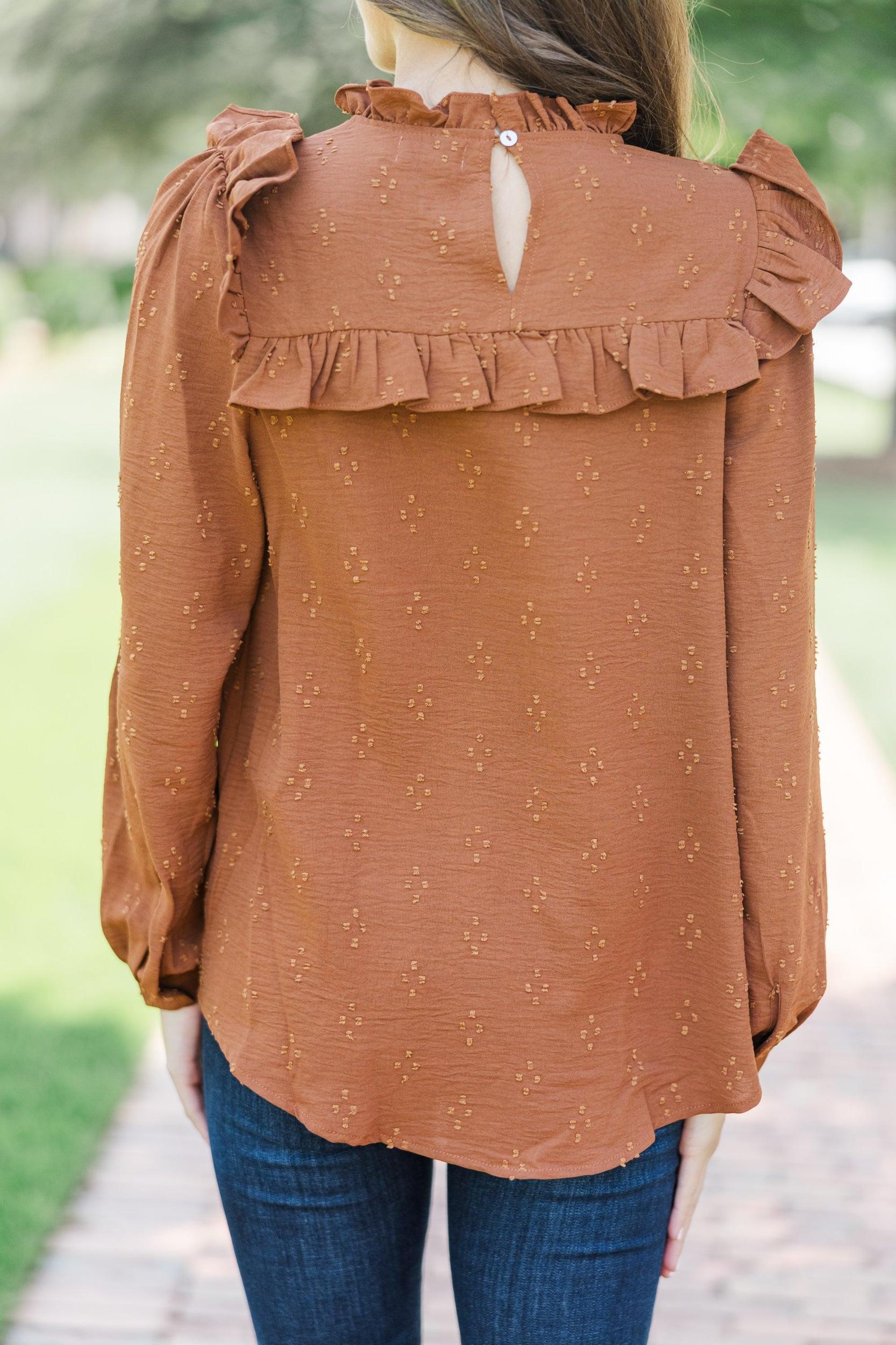 Romantic History Brown Ruffled Blouse Female Product Image