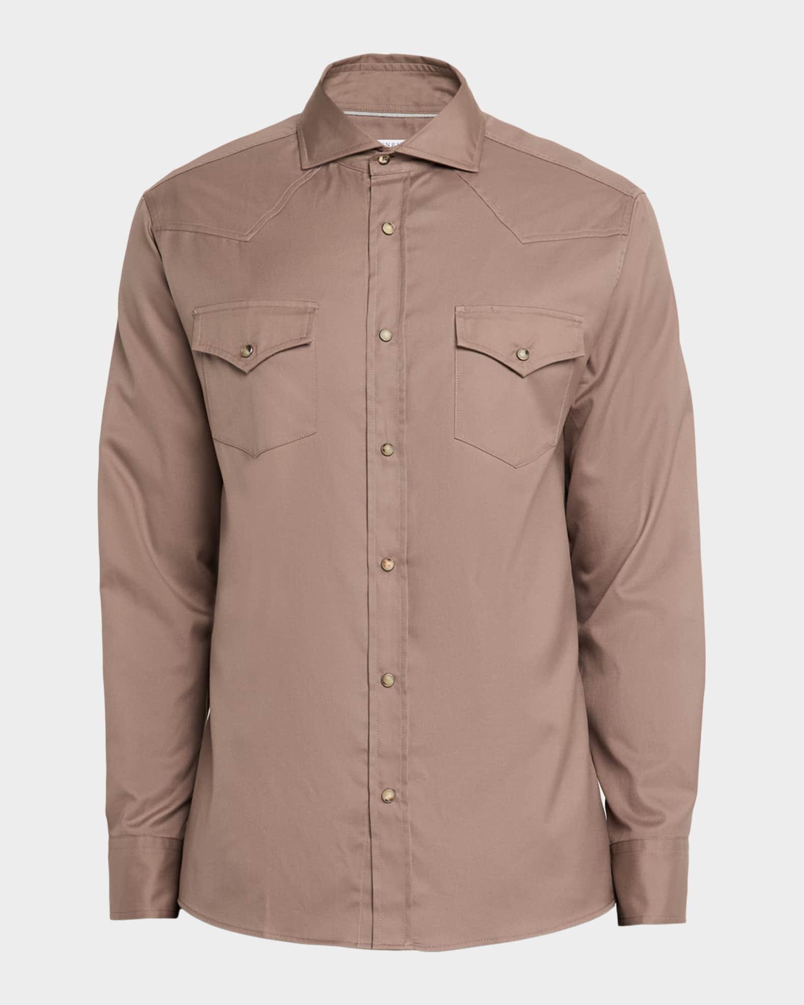 Men's Piece-Dyed Cotton Western Shirt Product Image