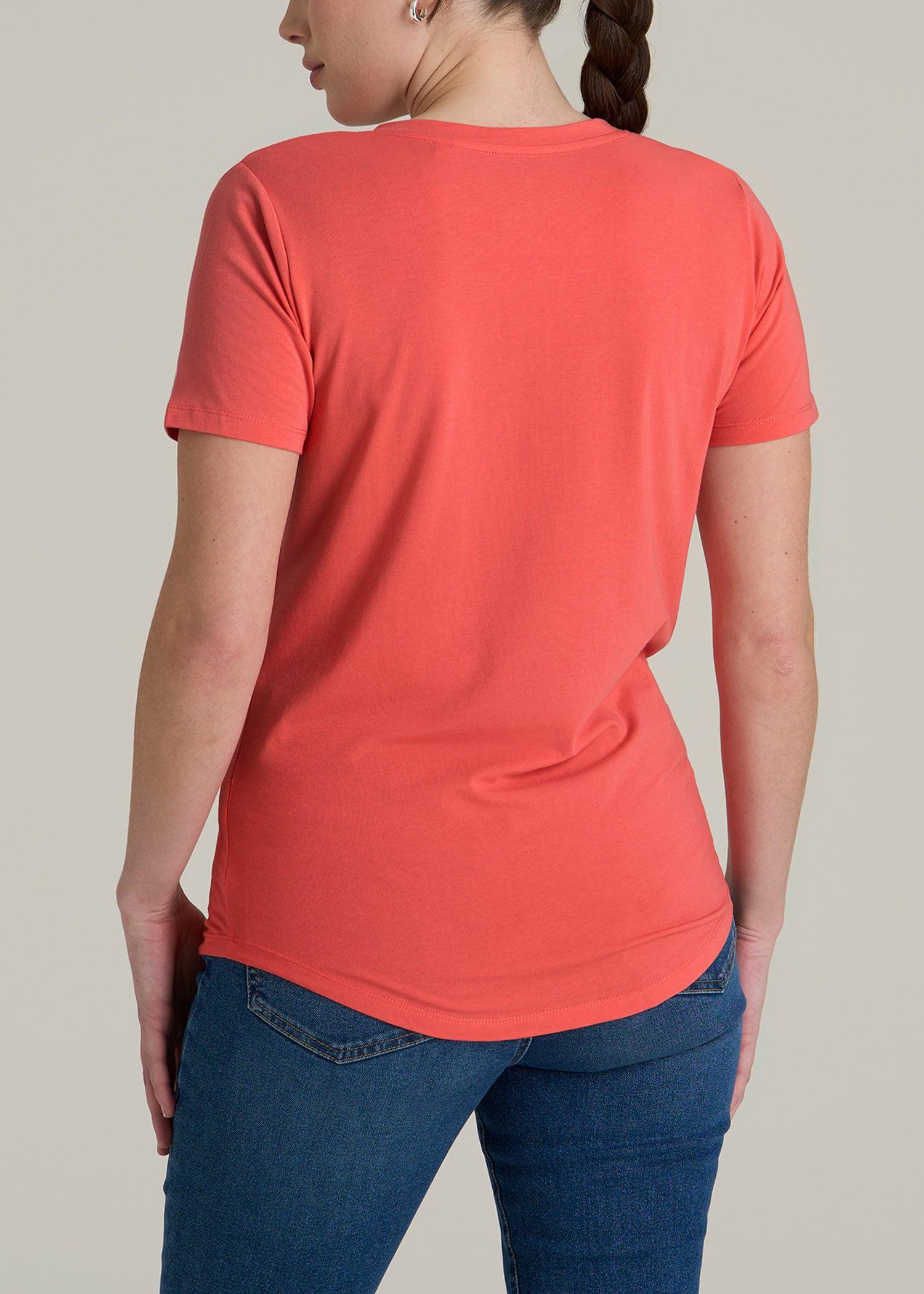 Women's Tall Scoop V-Neck Tee in Sunset Coral Product Image
