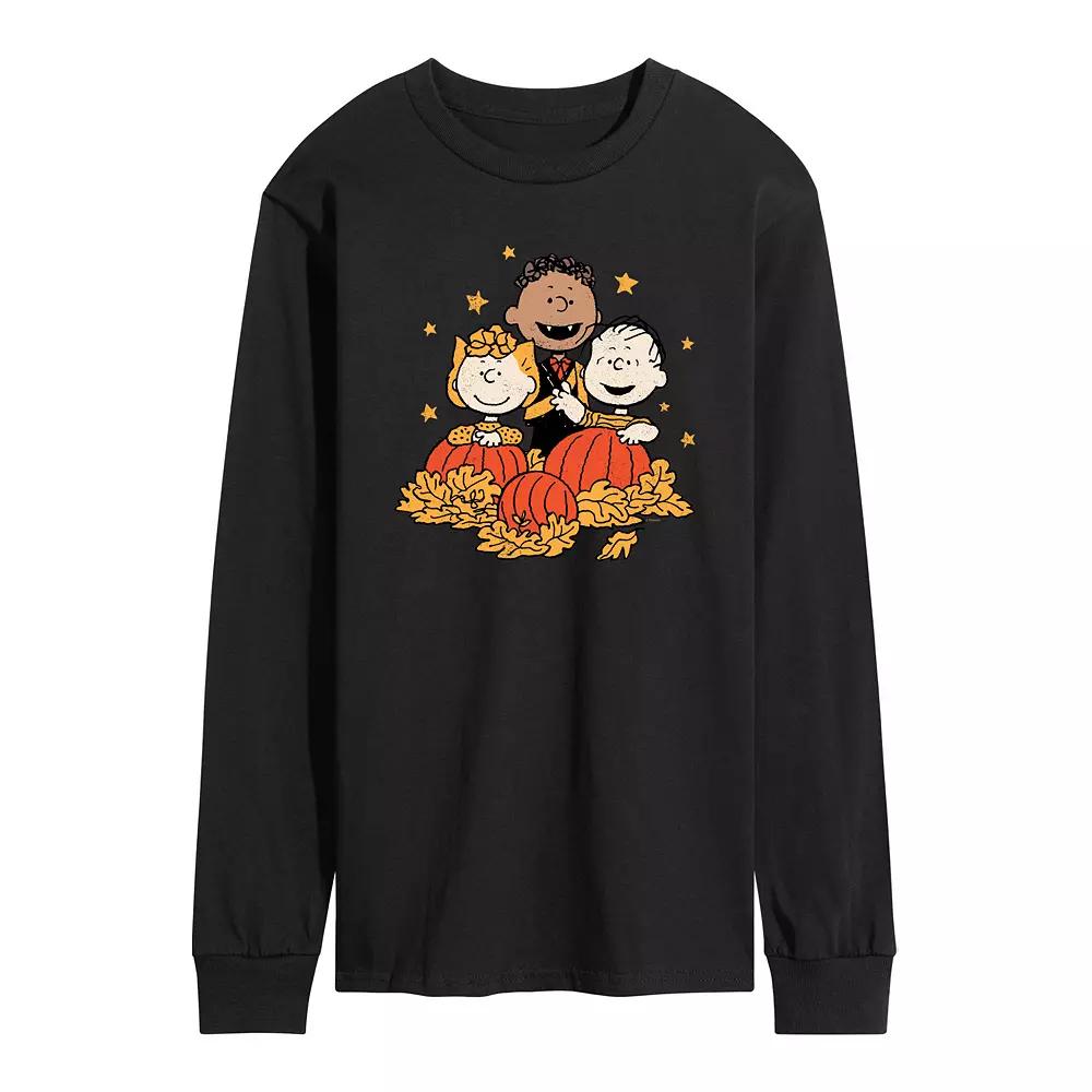Men's Peanuts Pumpkin Trio Long Sleeve Graphic Tee,  Product Image