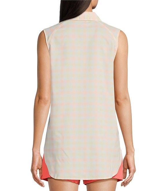 Columbia Anytime Lite Woven Plaid Print Point Collar Sleeveless Button Front Shirt Product Image