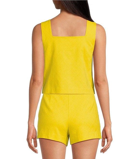 Trina Turk Cherrey Geometric Jacquard Square Neck Sleeveless Cooridinating Top Product Image