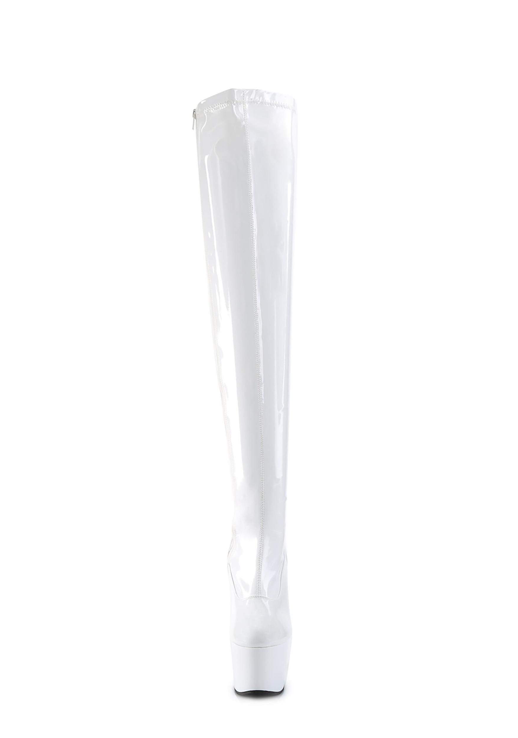 Pleaser Adore Platform Boots - Patent White Product Image