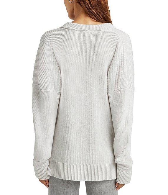 Splendid Kristen Knit Collared V-Neck Long Sleeve Polo Sweater Product Image