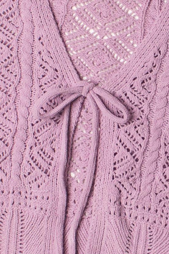 Chenille Pointelle Tie Front Cardigan Product Image