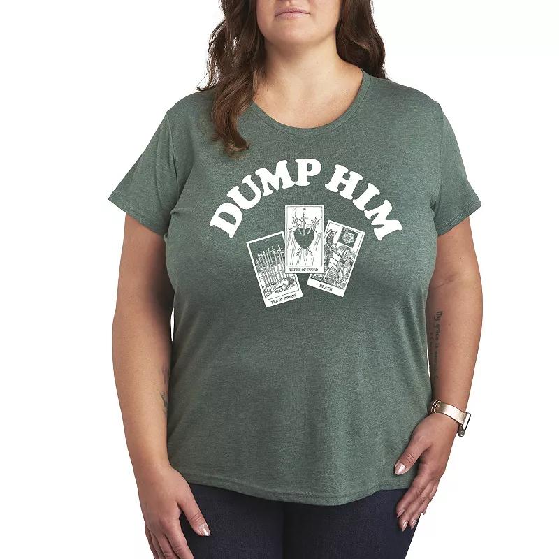 Plus Size Dump Him Tarot Graphic Tee, Womens Grey Dark Red Product Image
