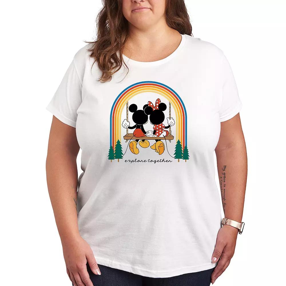 Disney's Mickey & Minnie Mouse Plus Explore Together Rainbow Graphic Tee, Women's,  Product Image