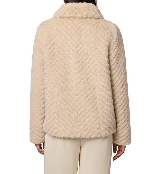 Bernardo Small Chevron Stand Collar Faux Fur Oversized Jacket Product Image