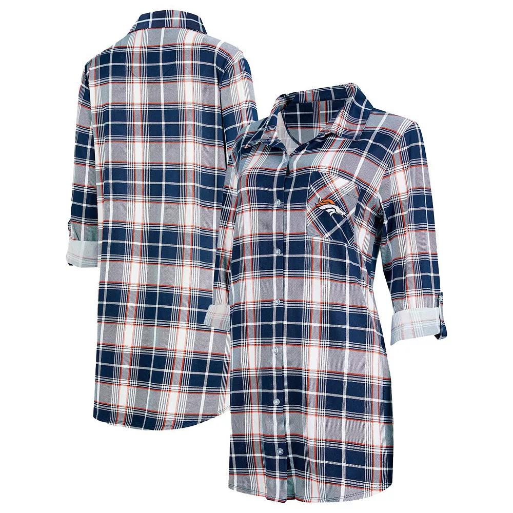 Women's Concepts Sport Navy Denver Broncos Ashford Plaid Knit Nightshirt,  Product Image