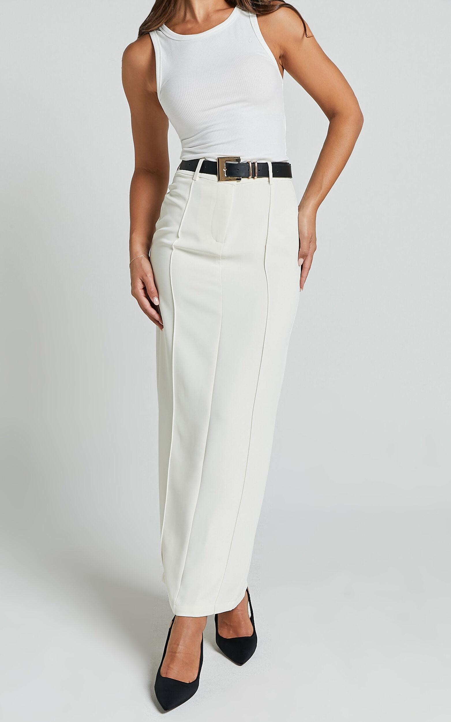 Stella Maxi Skirt - High Waisted Pencil Skirt in Stone Product Image