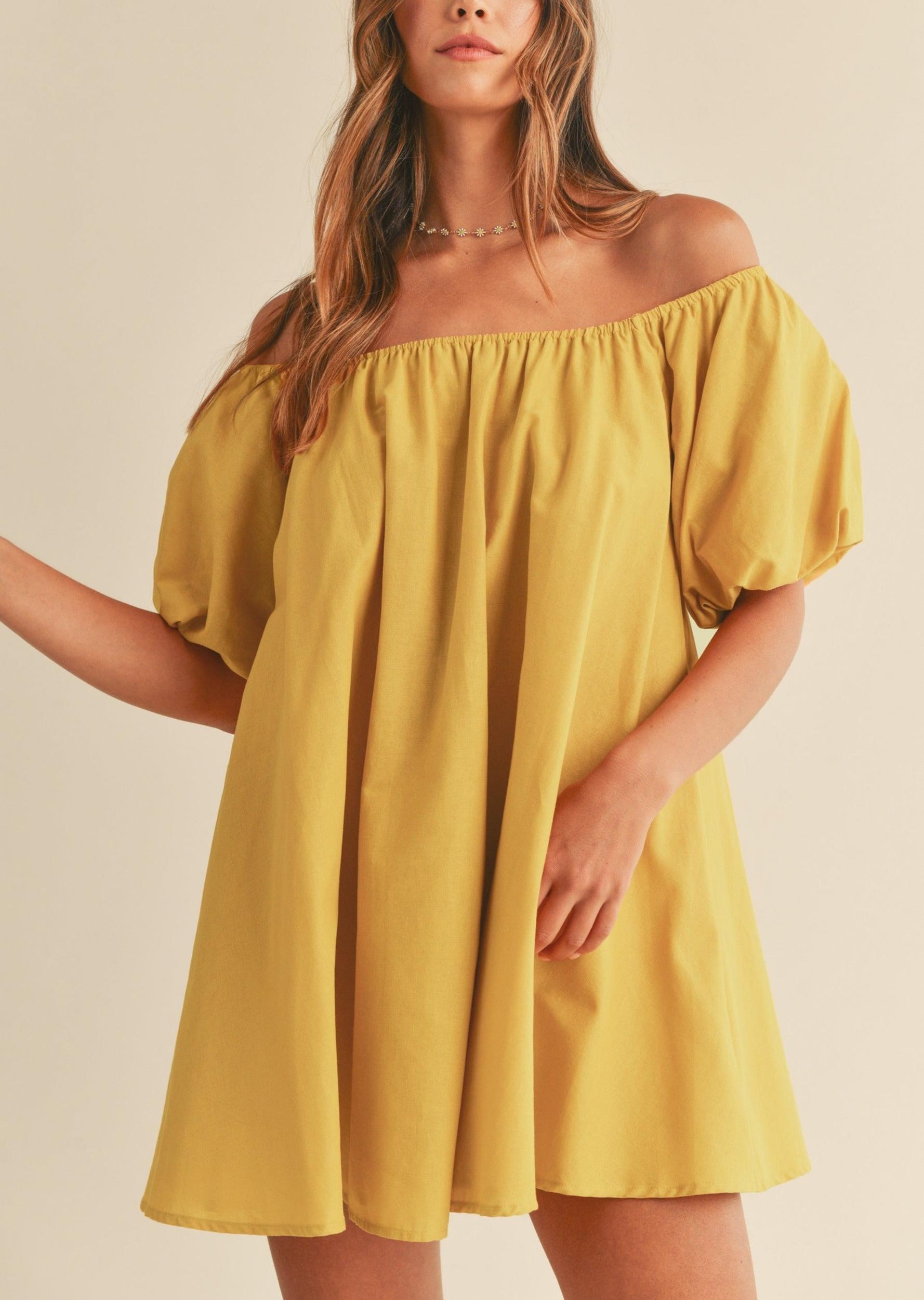 Off Shoulder Puff Sleeve Mini Dress Product Image