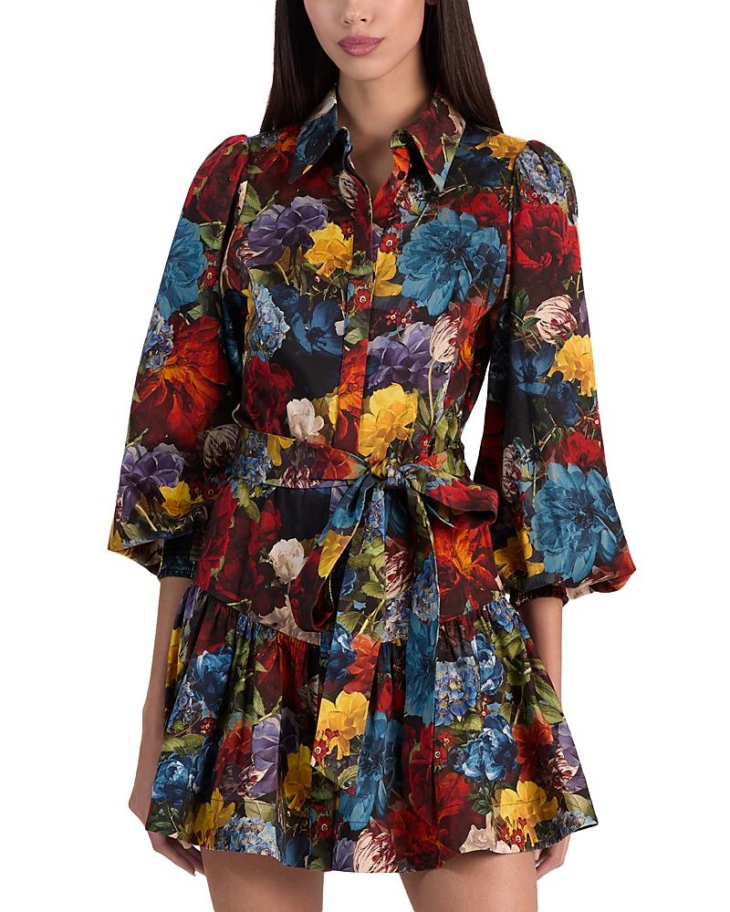 ALICE AND OLIVIA Lily Mini Shirt Dress In Flourish Sm In Multi Product Image