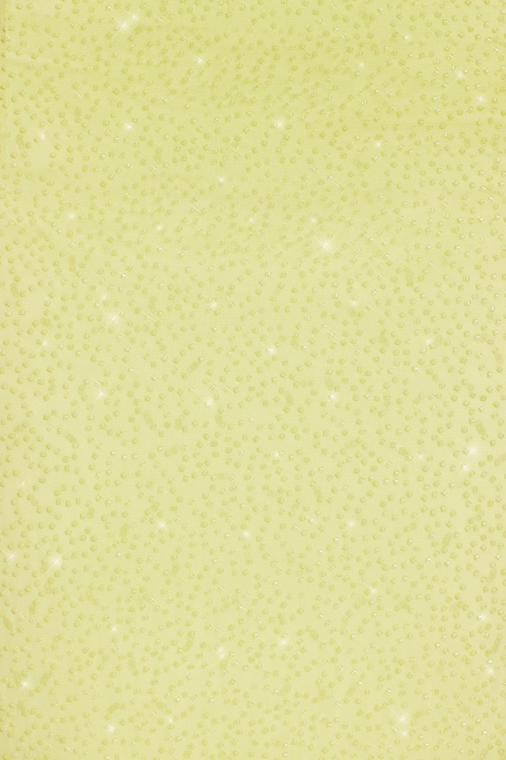 Embellished Side Split Maxi Skirt in Lime Green Product Image