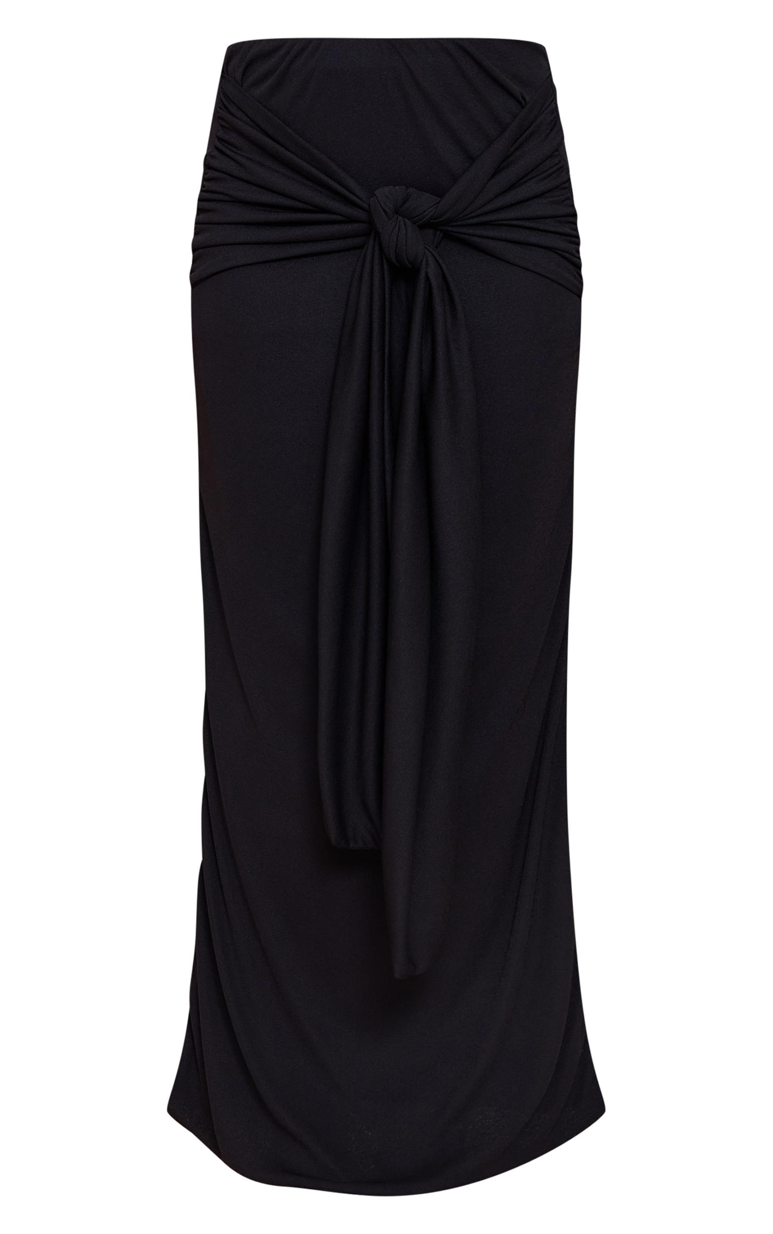 Black Double Layer Burnout Mesh Wrap Front Maxi Skirt Product Image