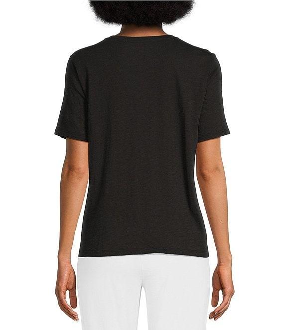 Eileen Fisher Easy Organic Cotton Jersey Knit V-Neck Short Sleeve Tee Product Image