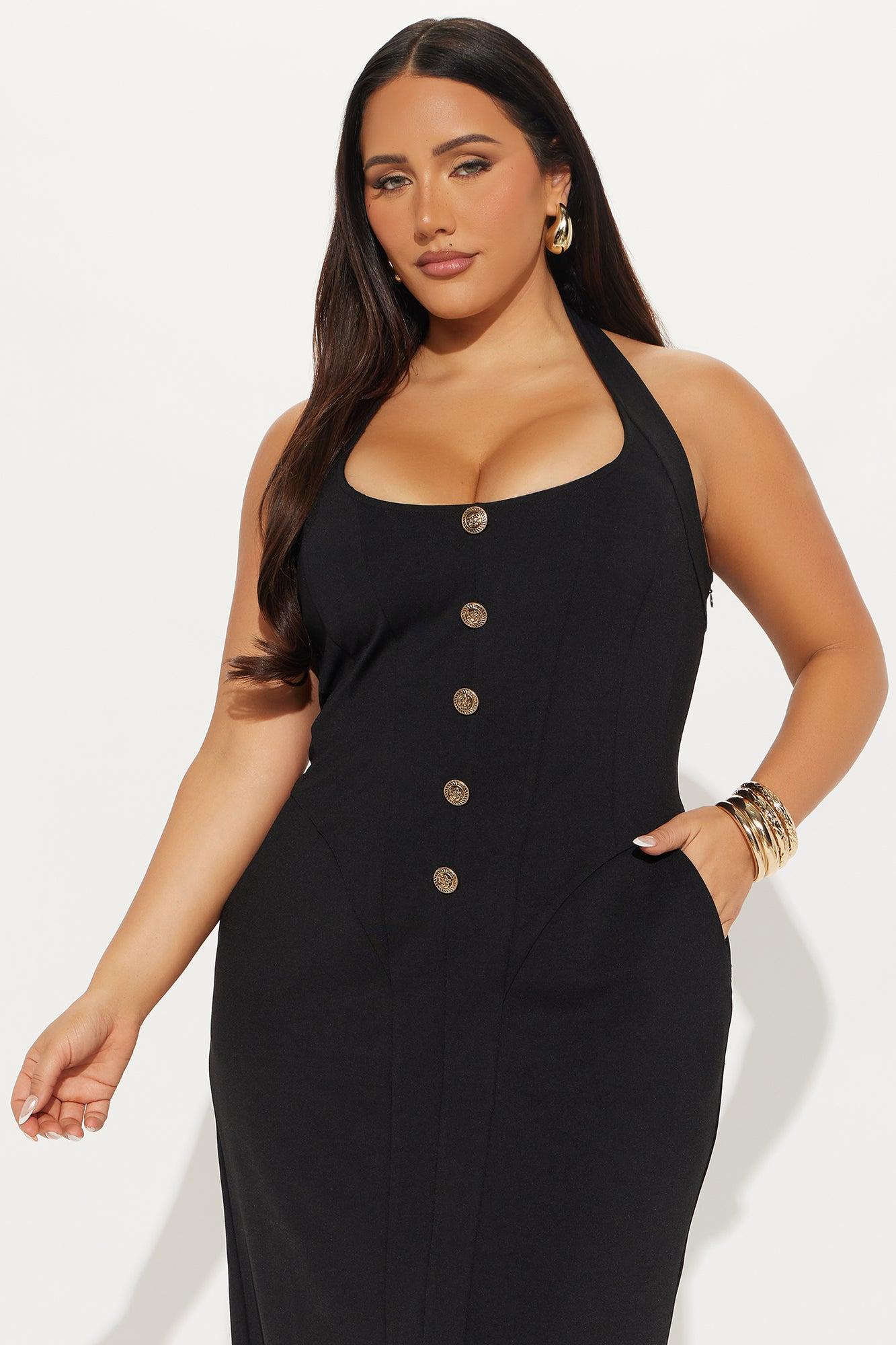 Carmine Ponte Halter Midi Dress - Black Female Product Image