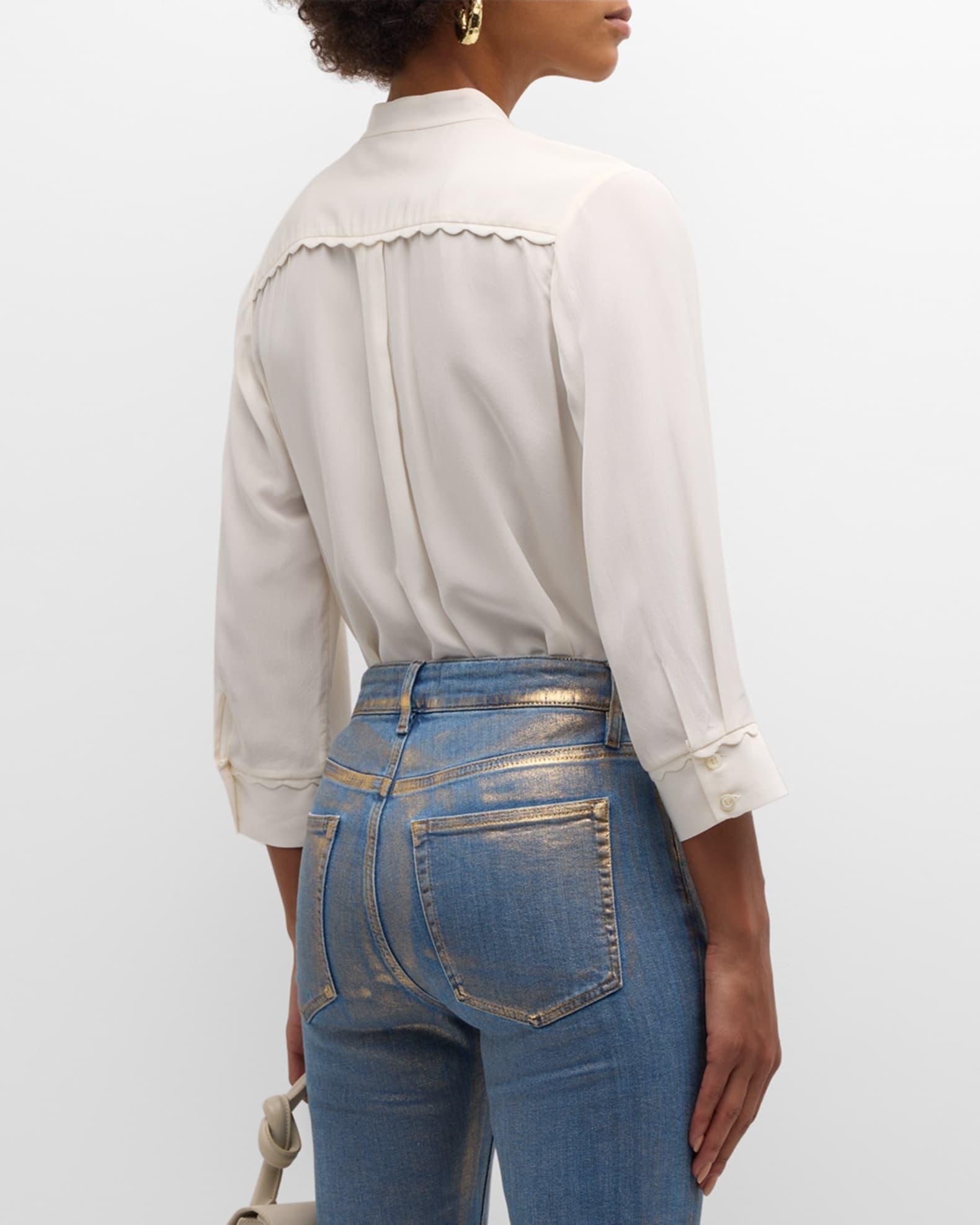 Scallop-Trim Silk Shirt Product Image