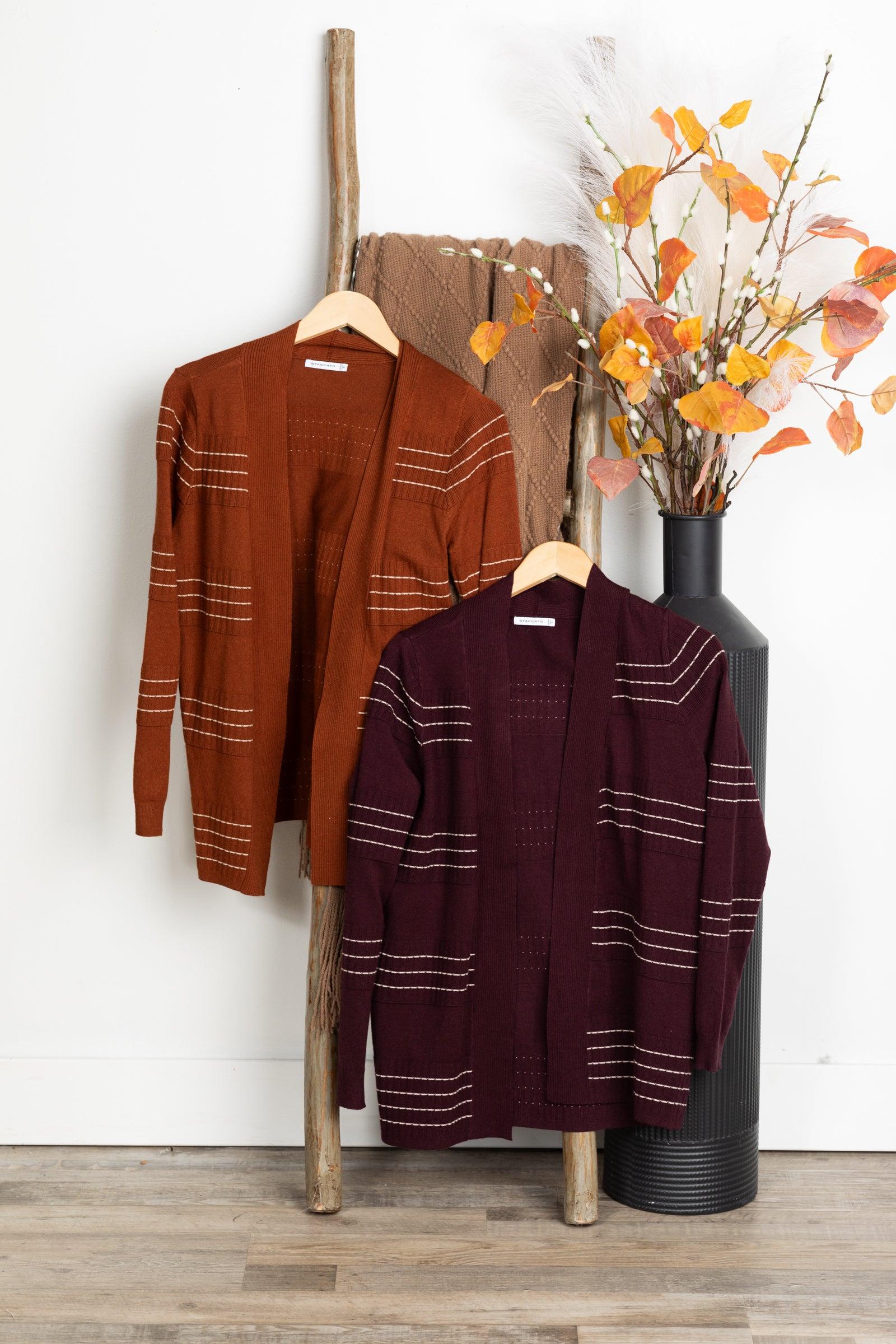 Stitch Striped Open Front Cardigan Product Image