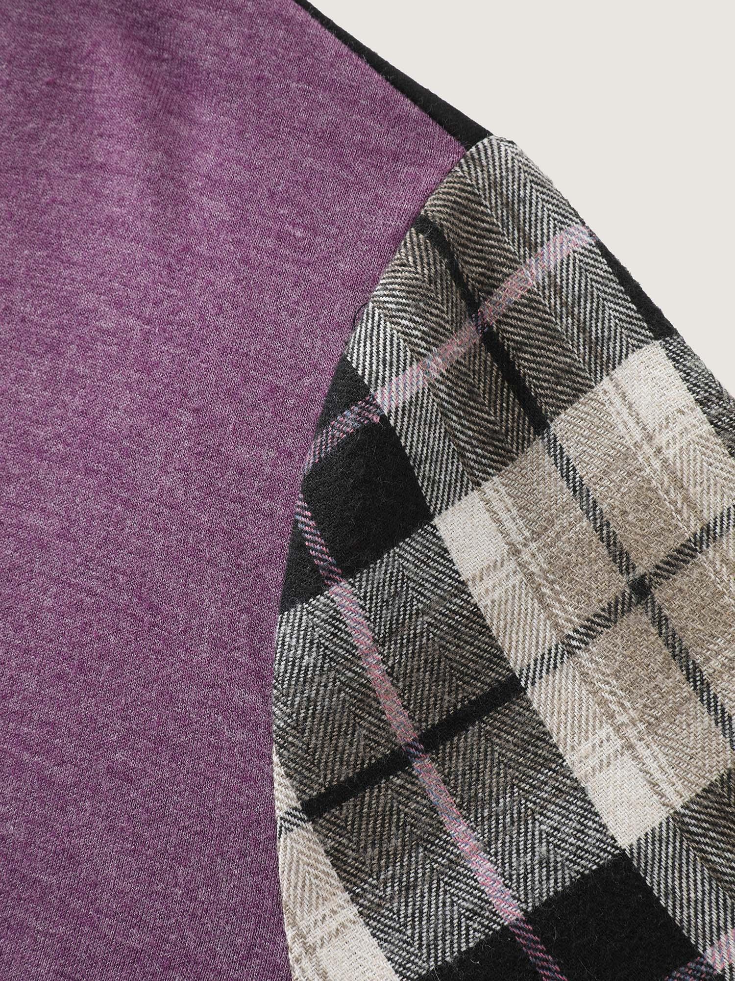 Color Contrast Checkered Hoodie Female Product Image