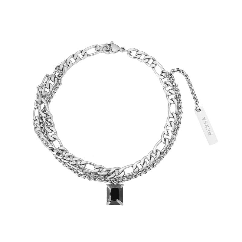 DOUBLE LAYER BLACK SQUARE CHAIN BRACELET Product Image
