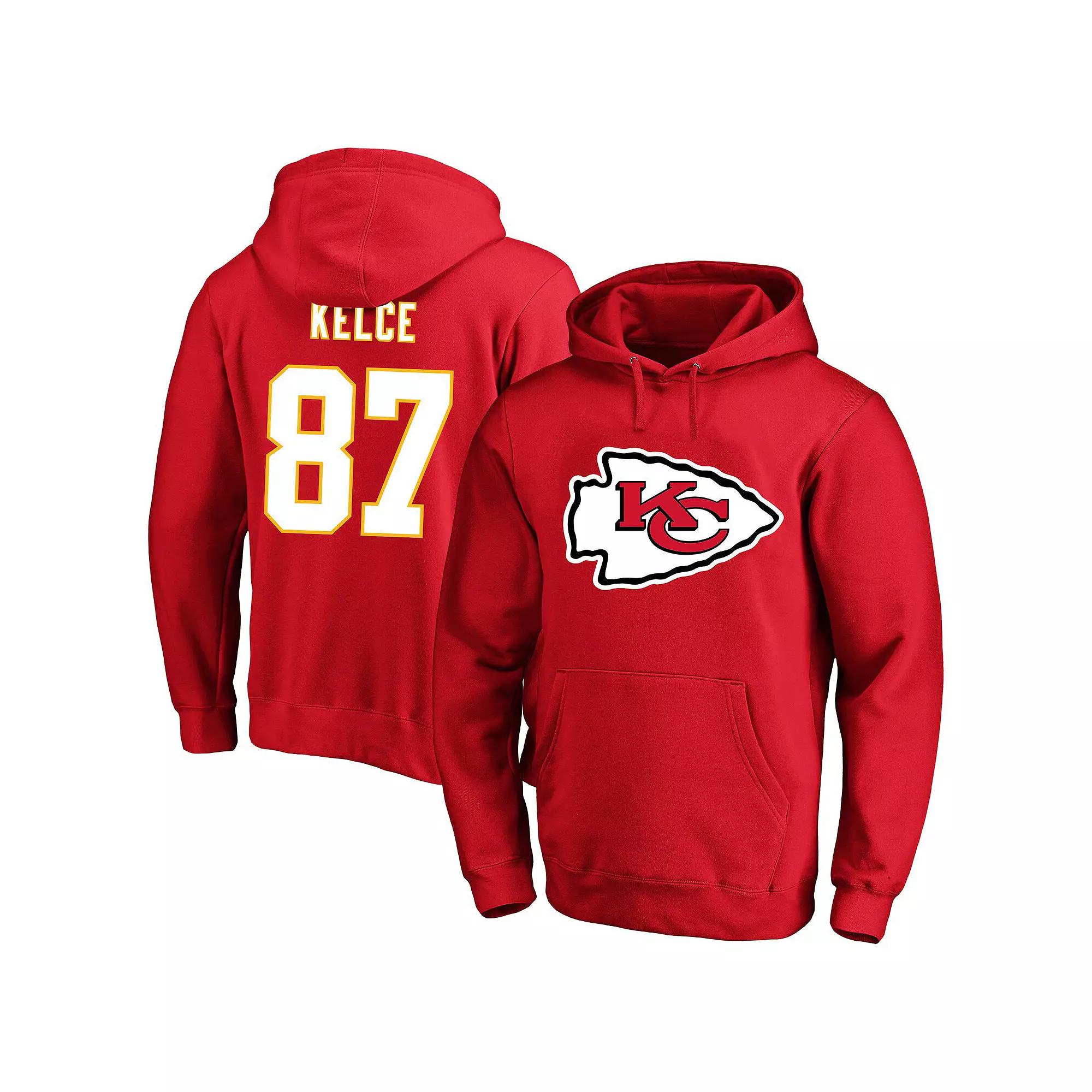 Mens Fanatics Travis Kelce Kansas City Chiefs Big & Tall Name & Number Fleece Pullover Hoodie Product Image