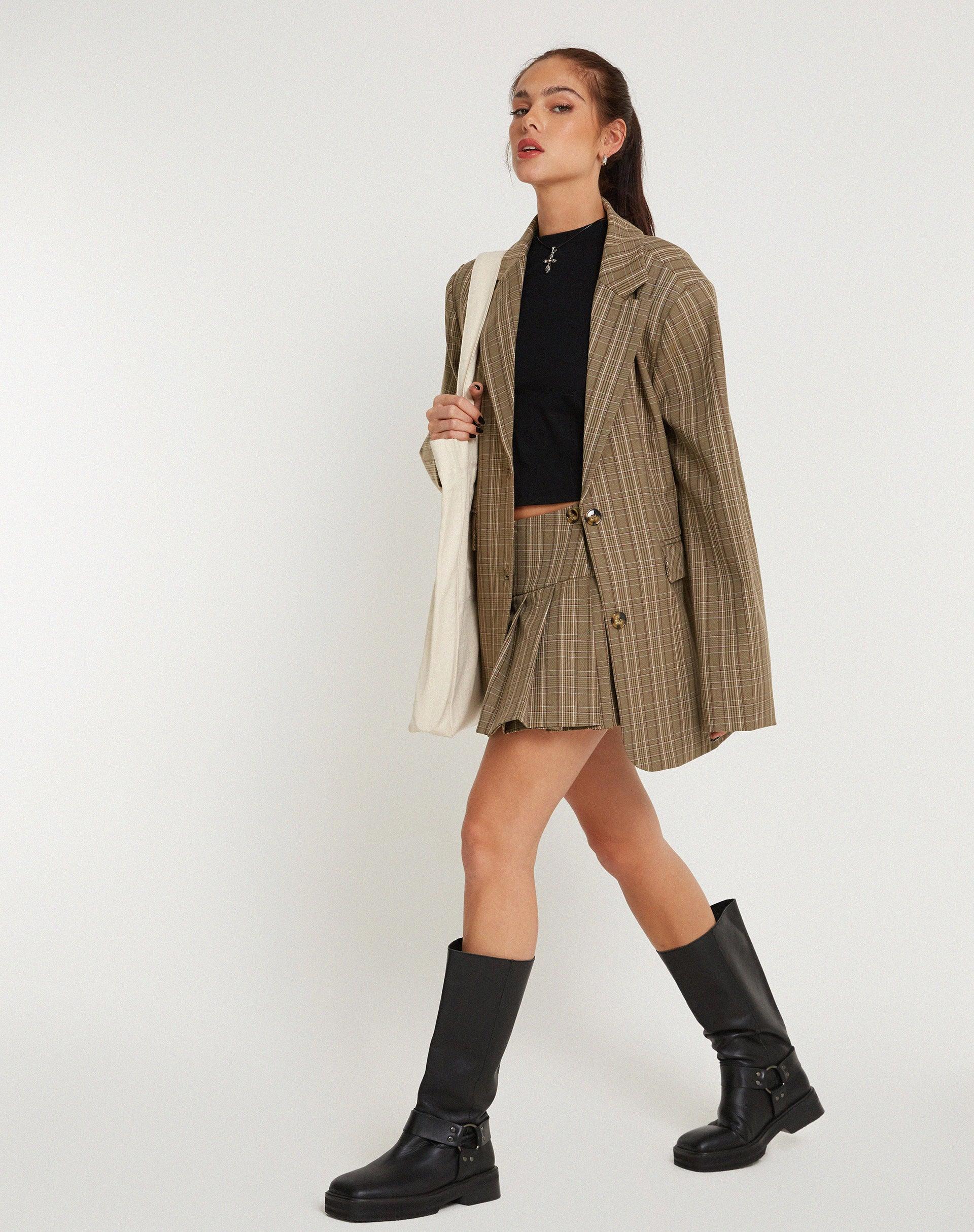 Maiwa Blazer in Check Brown Product Image