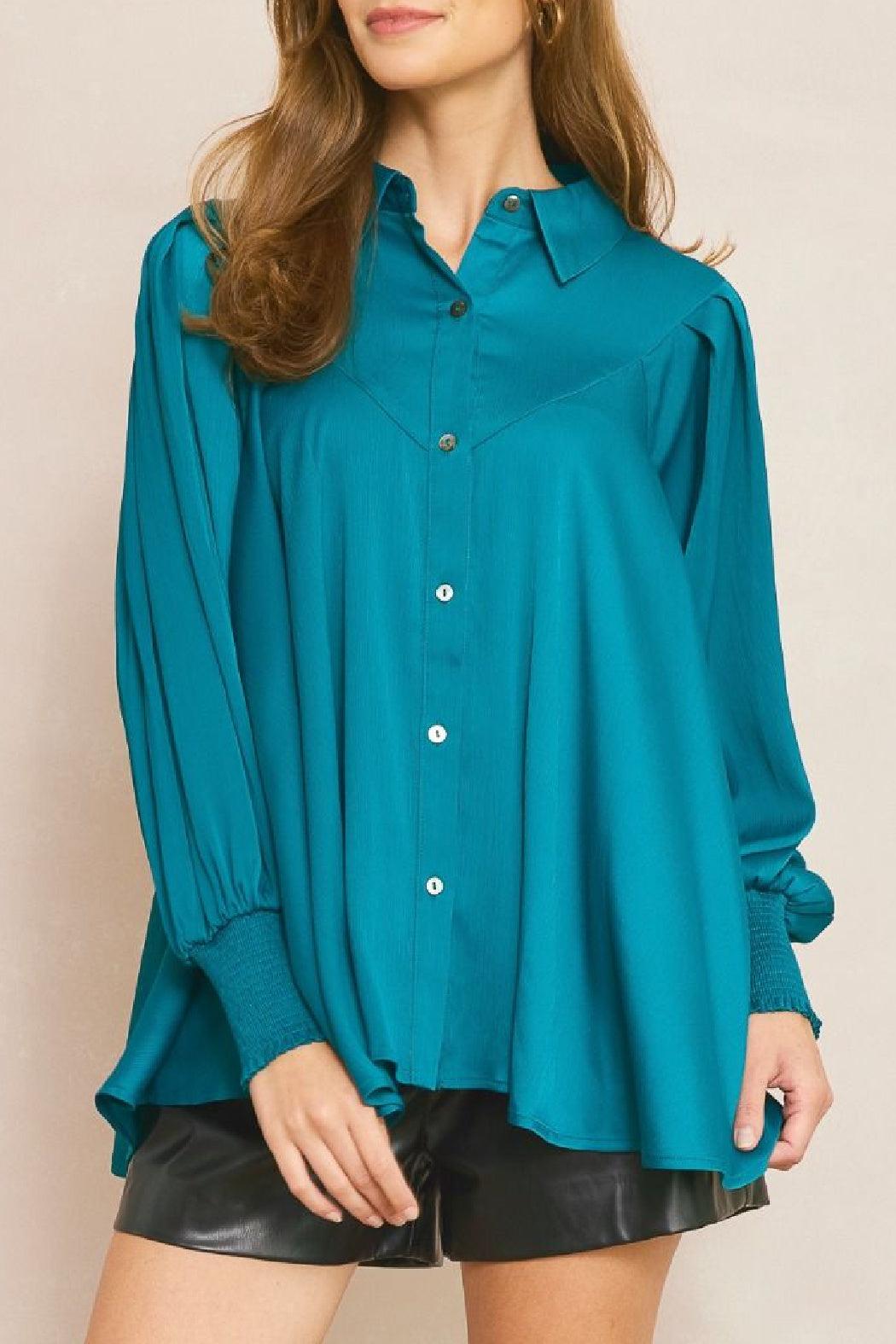 Collared Flowy Blouse Product Image