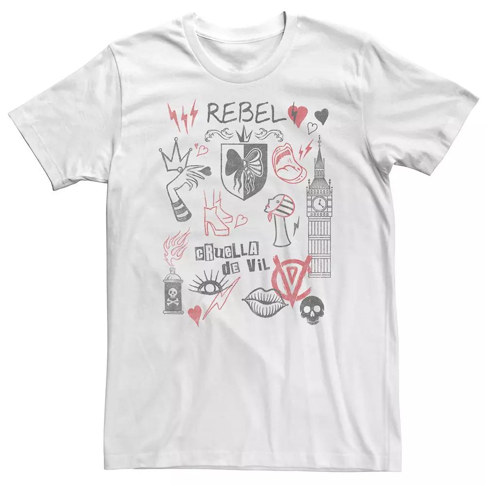 Big & Tall Disney Cruella Rebel Fashion Sketches Tee, Men's,  Product Image