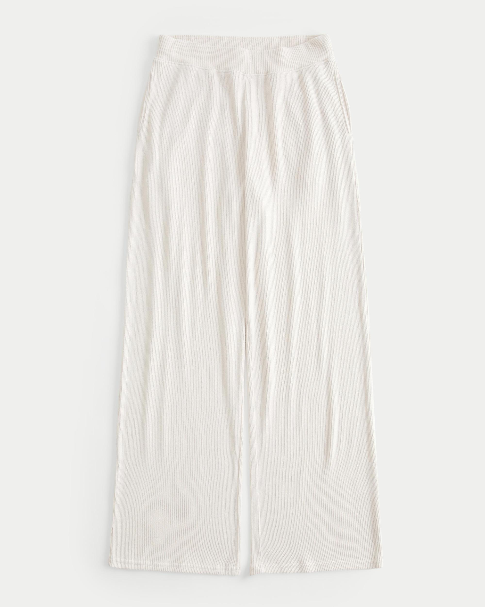 Cozy Ribbed Wide-Leg Pants Product Image