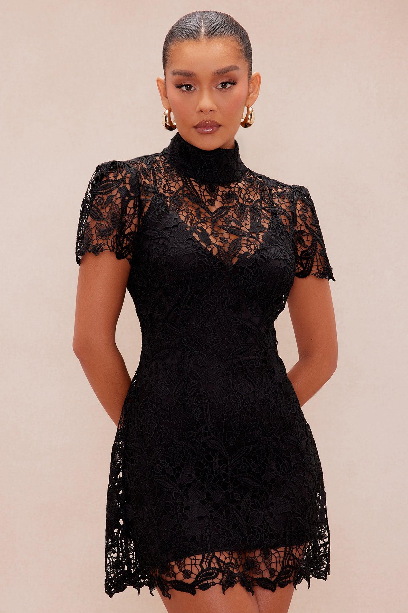 Lia Lace Mini Dress - Black Female Product Image