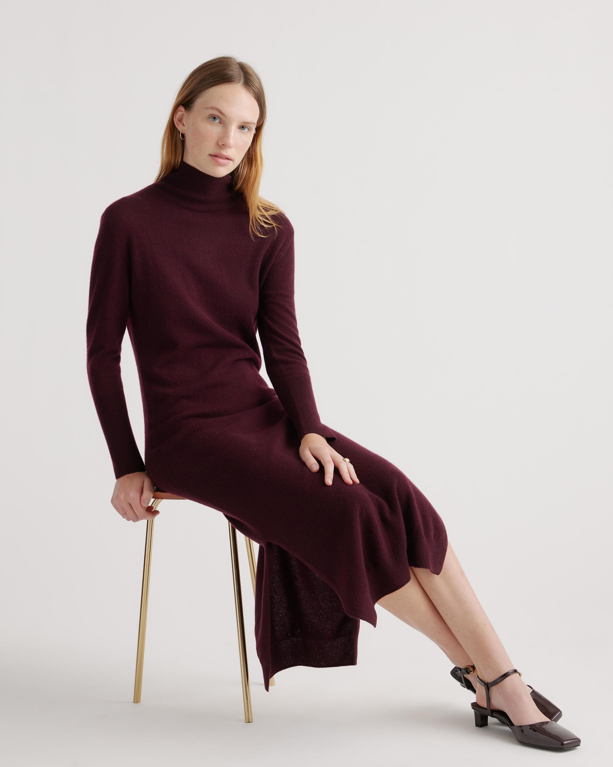 Quince | Women's Lightweight Mongolian Cashmere Turtleneck Midi Sweater Dress Product Image