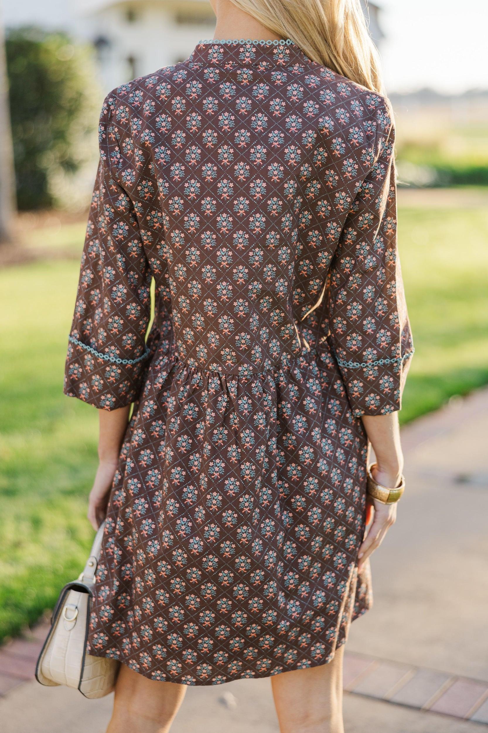 Always The One Brown Medallion Shift Dress Female Product Image