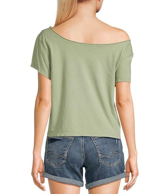 Originality Off The Shoulder Varsity Number Graphic Short Sleeve T-Shirt Product Image