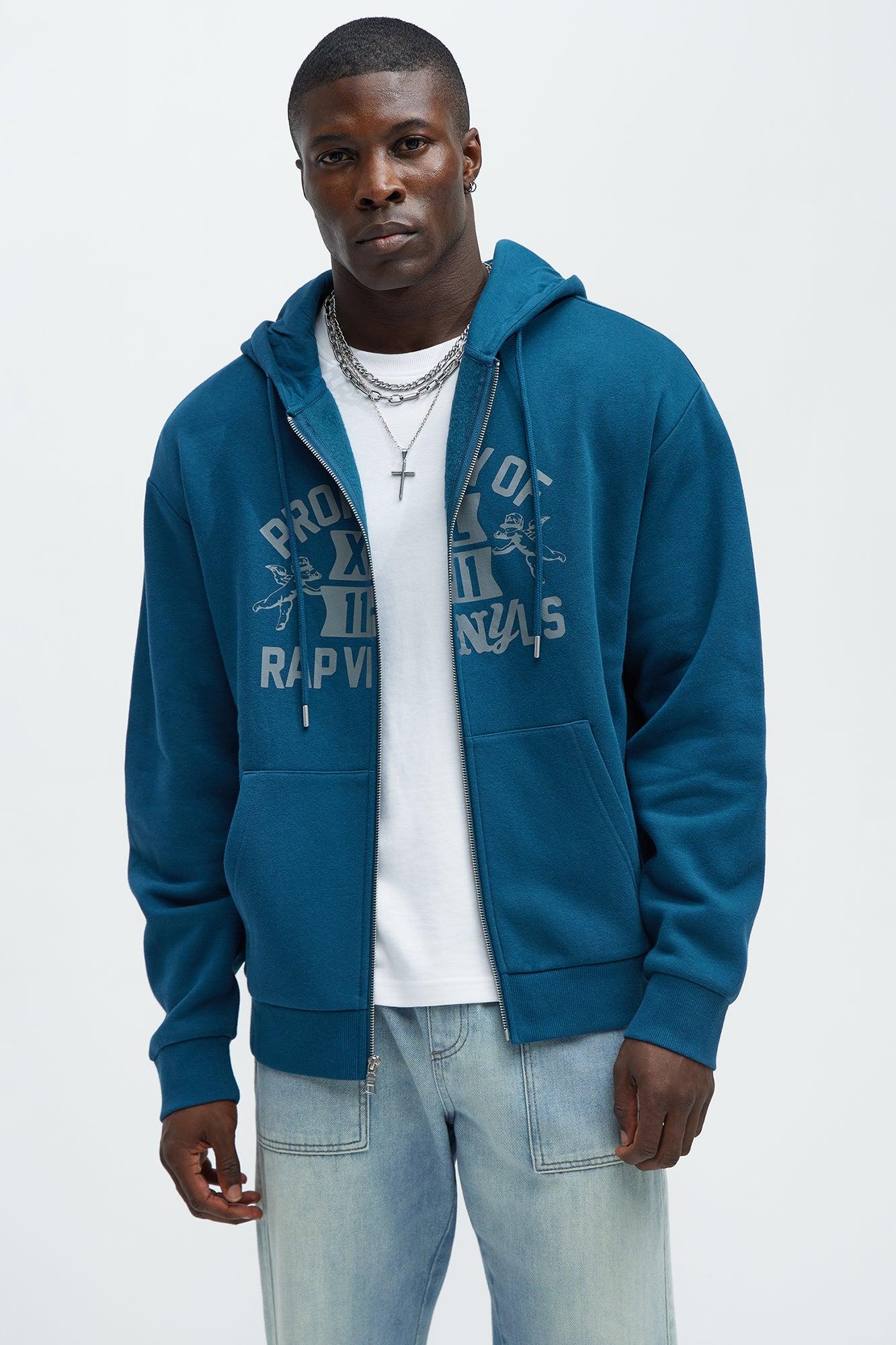 Tyson Rap Vinyls Zip Up Hoodie - Blue Product Image